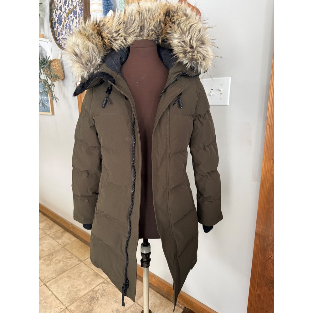 Aritzia Tna The Powder Parka Women's Olive Green Down Hooded Winter Coat‎ 2XS